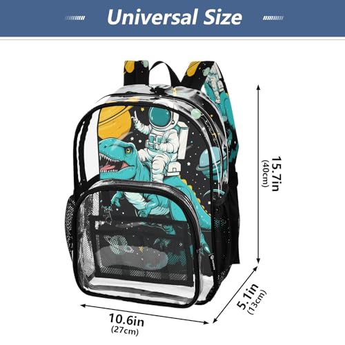 Cartoon Astronaut Solar System Clear Backpack Heavy Duty See Through Transparent PVC BookBag for Kids Boy Girl School Work4