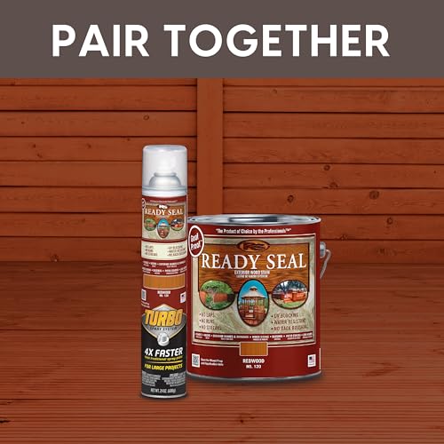 Image of Ready Seal Exterior Wood Stain | Turbo Spray System | Professional Grade Oil-Based Stain and Sealer in One | Ideal for Decks, Fences, Pergolas, Wood Siding & More | 24 Ounce | Redwood