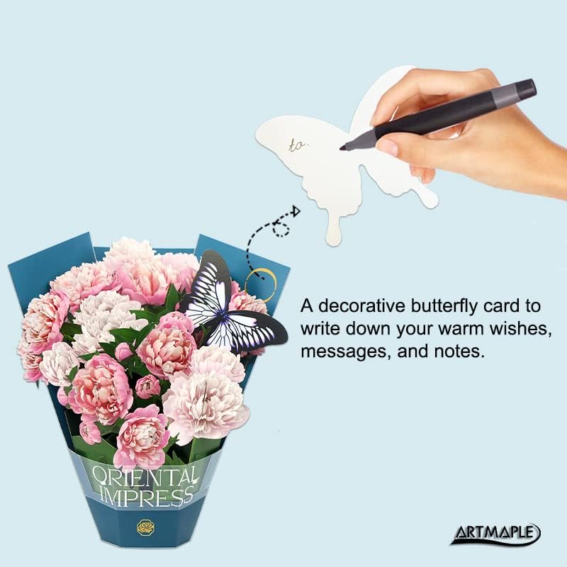 Miniatura 3 de Forever Flower Bouquet - Tarjetas emergentes de papel, tarjetas de felicitación 3D con tarjeta de notas y sobre para familias, cumpleaños, día del