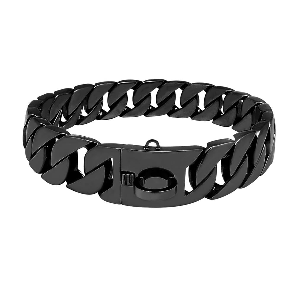 Collier en chaîne pour gros chien robuste en métal noir élégant 50cm