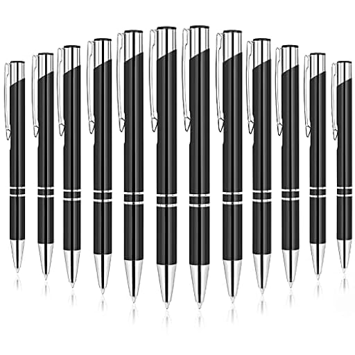 AUAUY - Bolígrafo de tinta negra, 12 unidades, tinta negra, bolígrafos personalizados, recargables, barril de acero inoxidable, instrumento de escritura para casa, escuela, oficina, regalo de boda | Ya disponible en tu tienda friki favorita! En mundofriki.es!