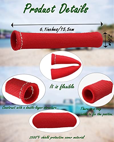 Image of Spark Plug Wire Boots Protector - 8 PCS 6 Inch 2500F High Temp Heat Shield Sleeve for SBC BBC 350 454 LS1 LS2 V8 Engines, Ignition Wire Insulation Cover with Headers, Cars Trucks, Red