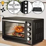 ⭐⭐⭐⭐⭐ KOMPAKT & TRAGBAR: Das einfache moderne Design des schwarzen Minibackofens (61,5 / 42,8 / 41 cm) passt gut zu jeder Kücheneinrichtung. Sie können den Ofen sogar im Urlaub mitnehmen, da es nur 9,9 kg wiegt