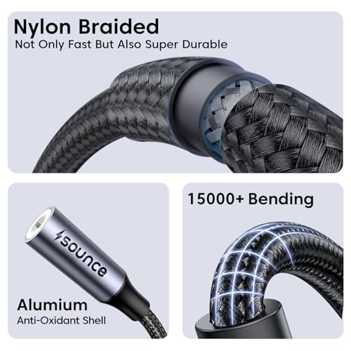 Image of Sounce Lightning to 3.5 mm Converter, Built-in DAC Chip, Braided Cable, Aluminum Body, Supports Both Mic & Audio, Compatible with iPhone 14 | 13 | 12 | 11 | XS | X | 8 | 7 | 6 | 5