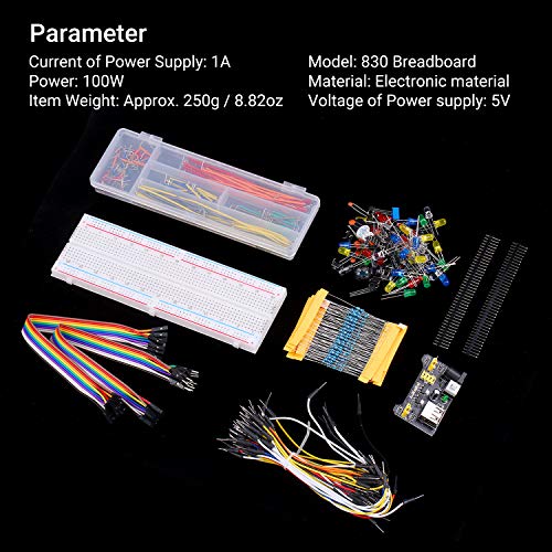 Gecheer 830 Conjunto de placa de ensaio Kit de iniciação de componentes eletrônicos DIY com caixa de