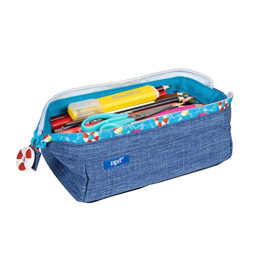 Image of ZIPIT Lenny Pencil Case, Large Capacity Zipper Pouch for School, Stationery Bag for Teen Girls Boys and Adults, Teal