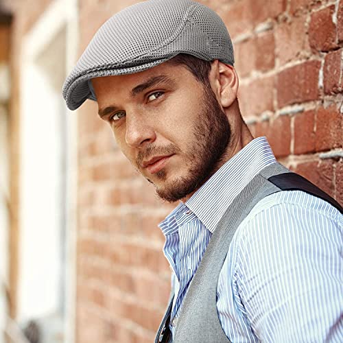 Stablerice 4/6 Pieces Men's Mesh Flat Cap Breathable Summer Newsboy Hat For Men Ivy Cap Cabbie Flat Cap Boinas Para Hombre (6 Color) #TOP3