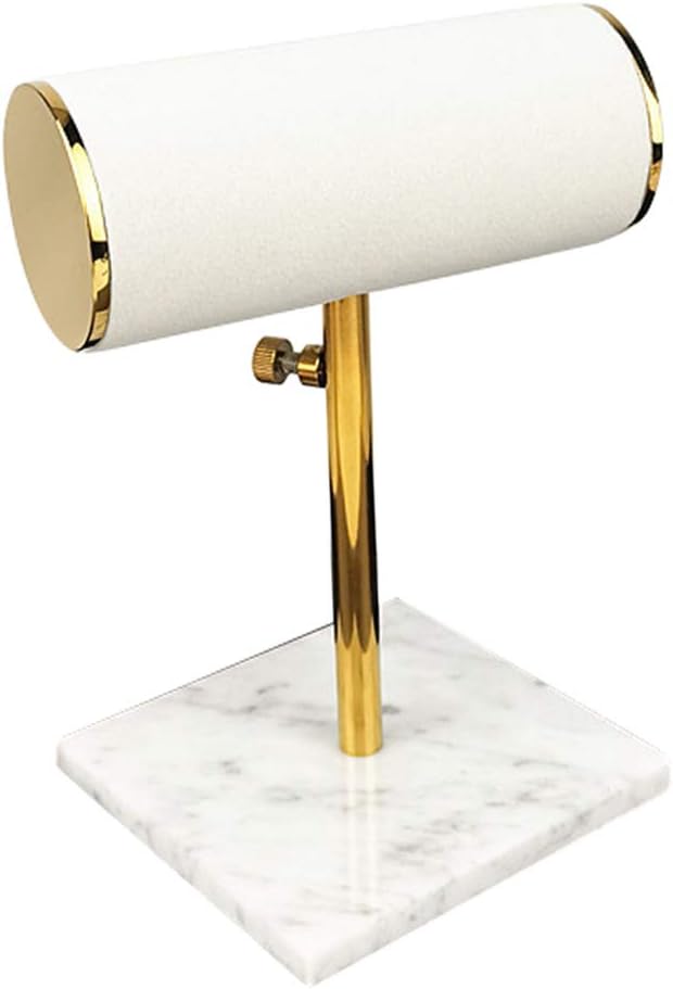 Velvet Marble Plinth Jewelry Display Stand Bracelet Watch Holder Organizer, White