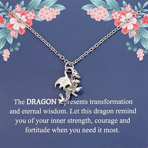 El collar del dragón del espíritu del dragón regalo animal para las mujeres regalo gótico encanto del dragón joyería, Acero inoxidable