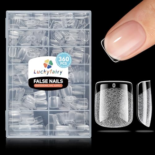 Extra Short Square Nail Tips: XS Short Nail Tips 360PCS Fake Nails 12 Sizes Soft Gel Pre-Shaped...