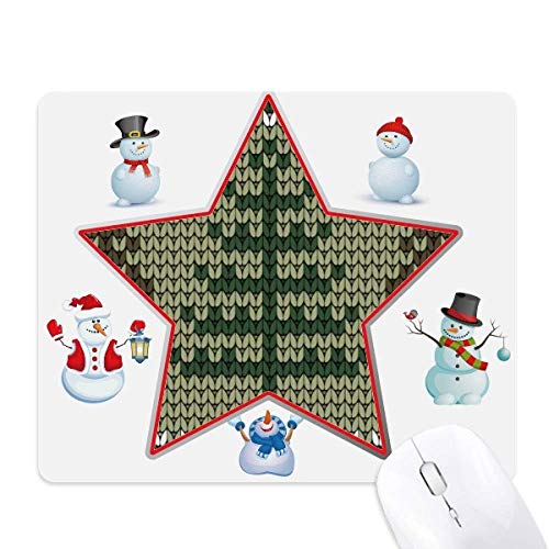 Tapis de souris Arbre de Noël marron tricoté avec bonhomme de neige