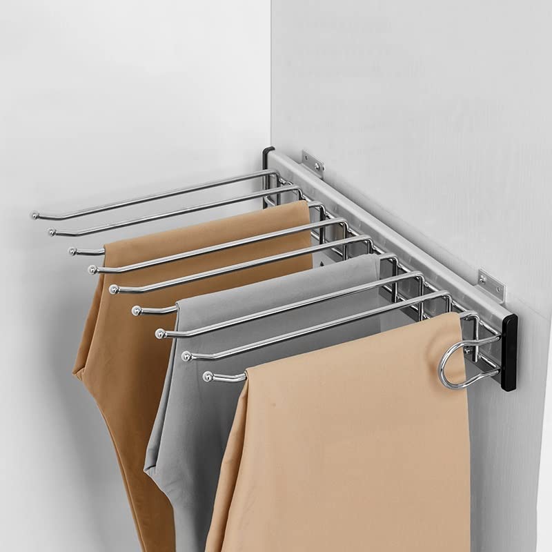 Porte-pantalon extractible anti froissement pour rangement de placard