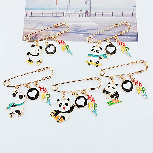 Image of Panda Cute Oil Dripping Panda Brooch Outdoors Lapel Pins Badge Brooch Pins (Bro000001)