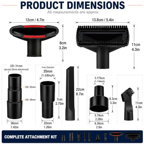 HHPIMA Vacuum Attachment Kit for Simplicity S20EZM 2021–2026, Compatible Vacuum Accessory with Extension Hose, Crevice Tool, Dust Brush for Home, Car, Furniture, Pet Hair,C 13-piece Set - 1