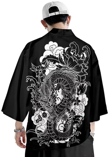 Image of Women's and Men Kimono Cardigan Japanese Long Sleeves Lightweight Open Front Coat Tops