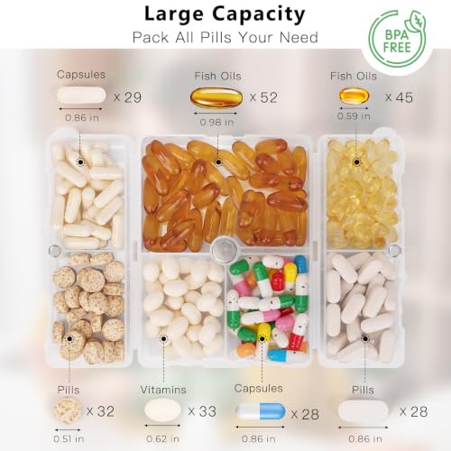 Image of FYY Travel Pill Organizer, Large Pill Box Medicine Case-2pcs Clear