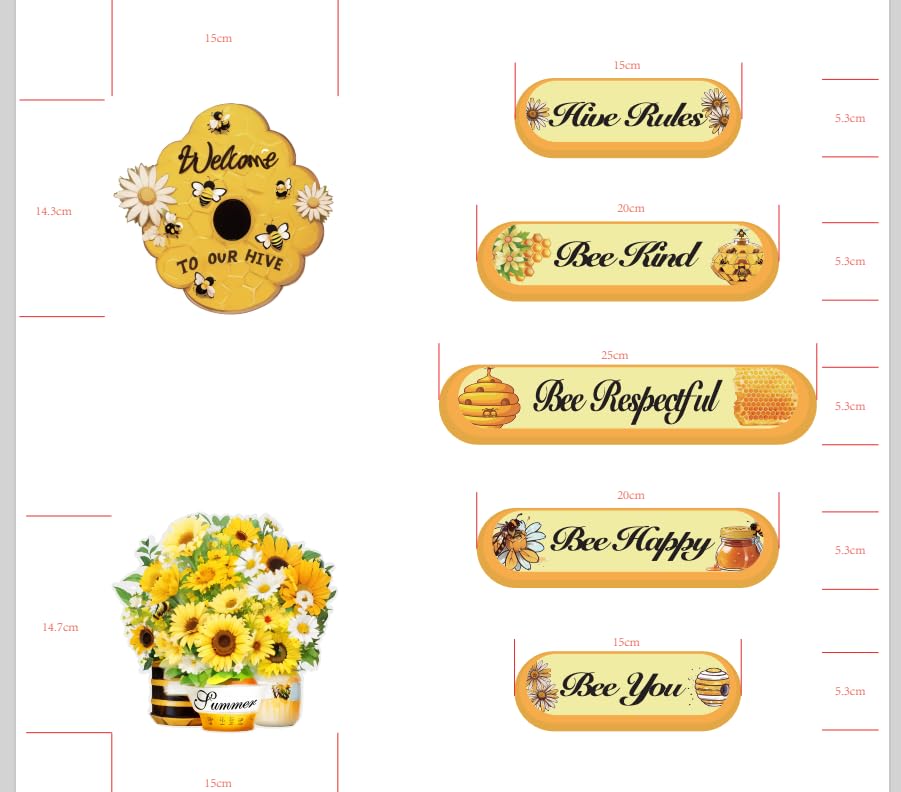 Tuoyi 7 Pcs Magnets Welcome to Our Hive Summer Bee Magnetic Stickers Fridge Magnet Decals for Summer Holiday Bee Design Refrigerator Metal Door Garage Car Decorations