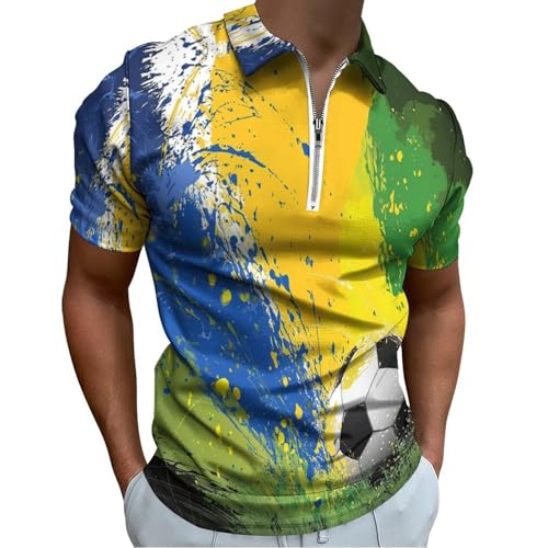 Polo Homme Brésil Vert Idéal pour Golf et Tennis - T-Shirt Sport Coupe Confort