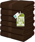 Utopia Towels 6 Pack Medium Bath Towel Set, 24 by 48 Inches, 500 GSM 100% Ring Spun Cotton, Lightweight and Highly Absorbent Quick Drying Premium Towels for Hotel, Spa and Bathroom, Dark Brown