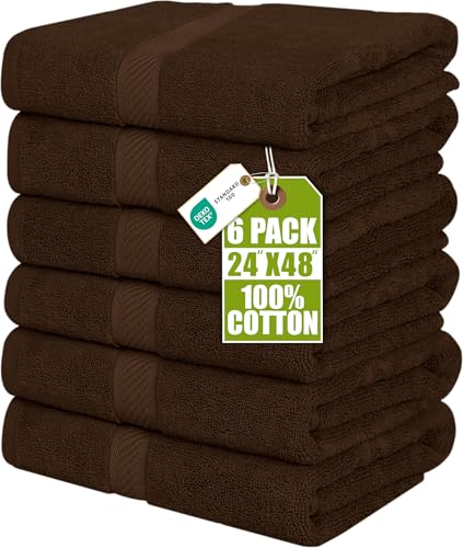 Image of Utopia Towels 6 Pack Medium Bath Towel Set, 24 by 48 Inches, 500 GSM 100% Ring Spun Cotton, Lightweight and Highly Absorbent Quick Drying Premium Towels for Hotel, Spa and Bathroom, Dark Brown