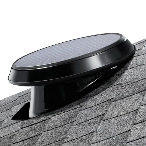 Solatube® Roof Mount 2400 Solar Attic Fan – 33-Watt High-Power Ventilation for Large Attics – Includes Pitched Roof Flashing for Sloped Roofs – Energy-Efficient Cooling
