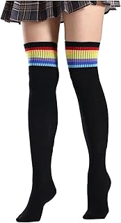 Meias femininas até o joelho listradas meias longas Harajuku Meias até a coxa para meninas meias plus size meias de olhos de verão