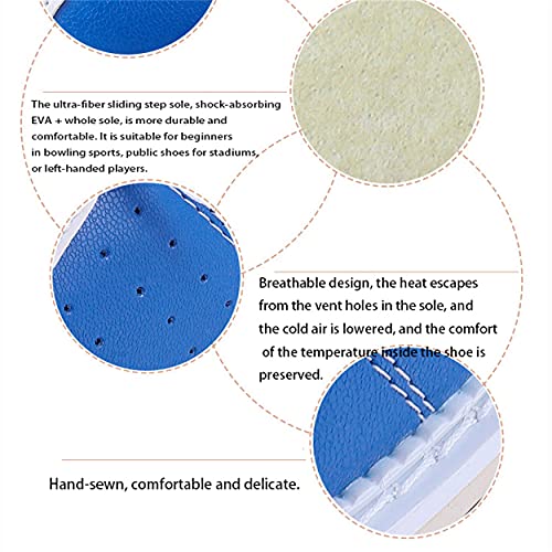 WJFGGXHK Mens Bowling Shoes Leather Bowls Shoes Lightweight Breathable Bowling Trainers Unisex,Blue,35 EU