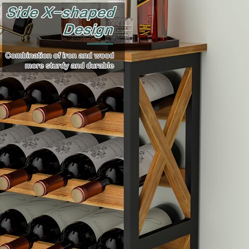 LUMAMU 25 Bottle Wine Rack Freestanding Floor Rustic Wine Holder Stand 5 Tier Wobble-Free Tall Wine Racks Wine Large Display Storage Shelf for Cellar Kitchen 21.6\'\'L x 10.6\'\'W x 31.8\'\'H