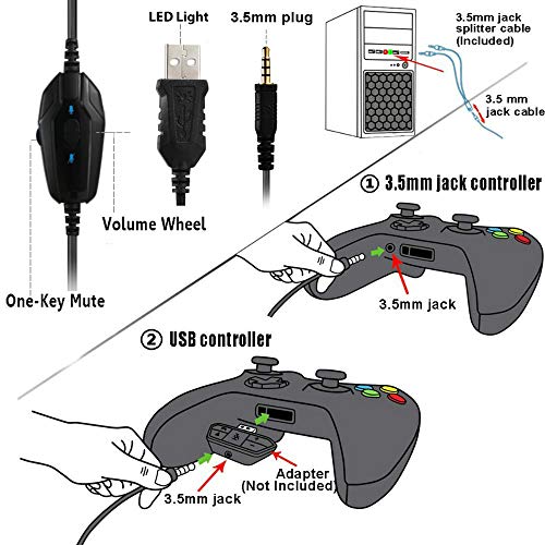 Butfulake GH1 Stereo Gaming Headset with mic & Splitter Cable for PUBG Over Ear Headphone noice Isolation mic, Surround Sound, Compatible with PS4, Xbox one S/X, Switch, PC, Skype (Sapphire Blue) - Thumbnail 7