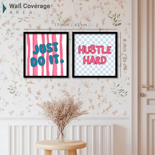 Image of HOTHOUSE Motivational quotes wall decoration items posters with frame posters for office Study room Wall Decor Digital Reprint Set of 2 (8X8 inch)
