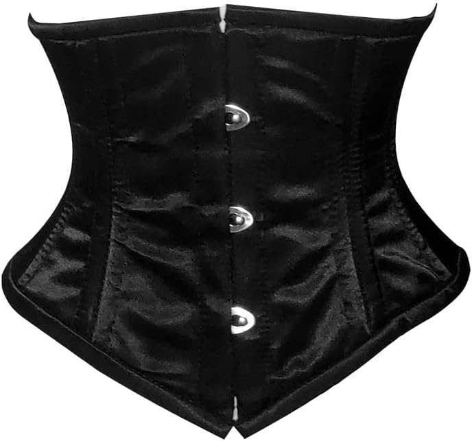 OHOWomen's Original Steel Boned Waist Cincher Shaper Waspie Hourglas Gothic Underbust Satin Cotton Corset 8419 Satin (M)