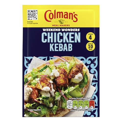 Colmans Weekend Wonders Chicken Kebab Meal Maker recipe mix spice mix for a takeaway-style family meal perfect with pitta bread 30 g