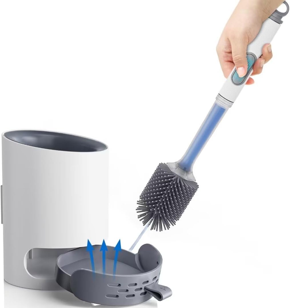 Amazon.com: Toilet Bowl Brush Holder Set: Silicone Toilet Brush with ...