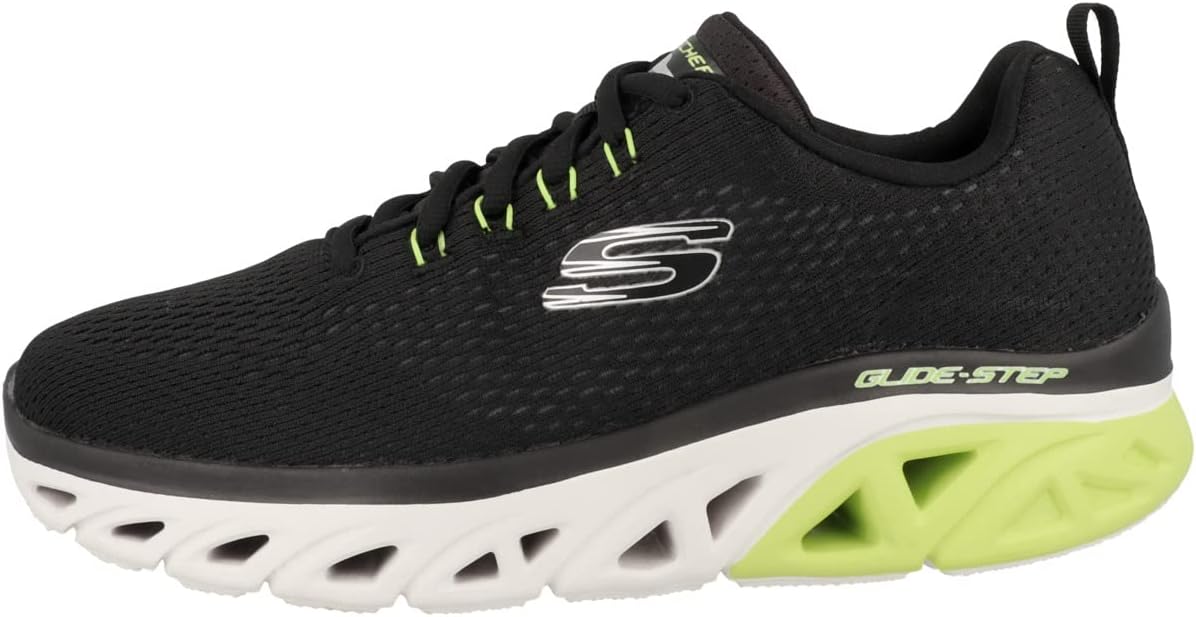 Skechers Men's Glide Step Sport Wave Heat Lace-up Sneaker Oxford, Black, 9.5