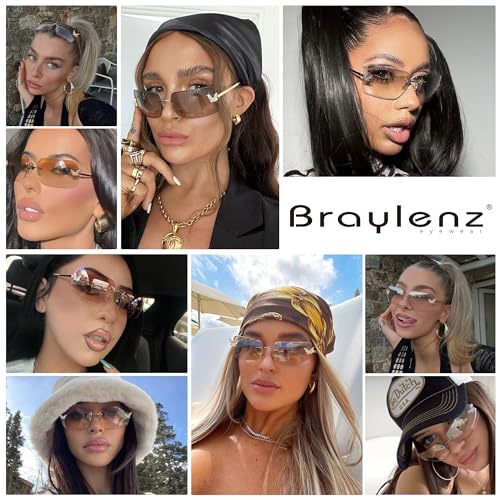 Rectangle Rimless Sunglasses for Women Retro Trendy Square Sun Glasses Vintage Shades2