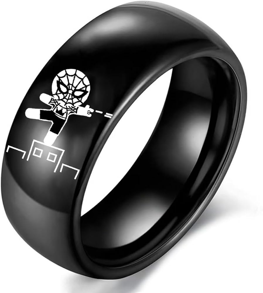 AJZYX Spiderman Couples Ring for Him and Her,Crown Heart Lovers