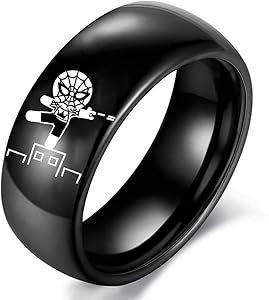 AJZYX Spiderman Couples Ring for Him and Her,Crown Heart Lovers