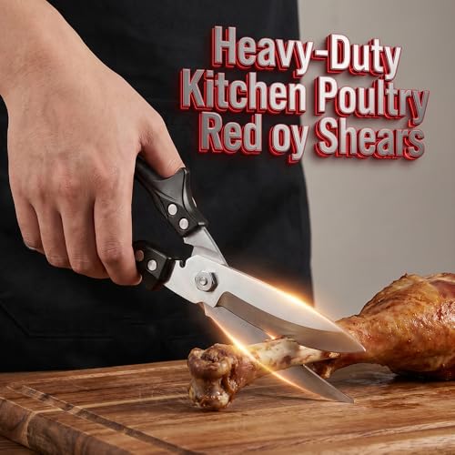 Image of Heavy Duty Poultry Shears, Heavy Duty Kitchen Scissors for Food, Multi-Purpose Kitchen Shears for Meat Chicken Bone Fish Turkey Vegetables Seafood (Silver)