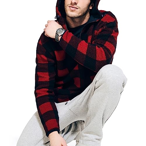 Nautica Men's Printed Faux Shearling Quarter-Zip Hoodie4