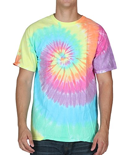Liquid Blue Men's Pastel Spiral T-Shirt, Tie Dye, Medium
