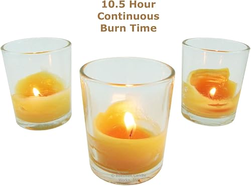 Miniatura 5 de Velas de cera de abejas, votivas de 10 horas (paquete de 6) 100% cera de abeja de EE. UU