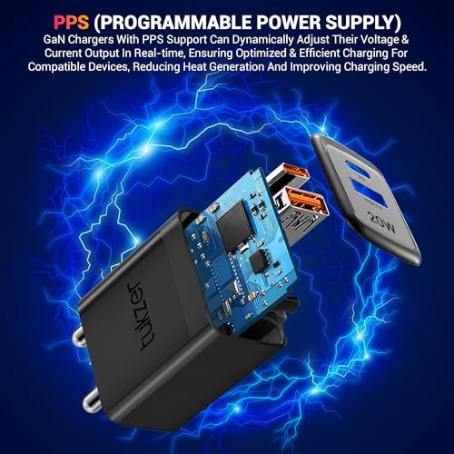 Image of Tukzer 20W Dual Port GaN3 Ultra 2X Faster Charger(Type C PD3.0 & USB QC3.0) Adapter for iPhone 17 /17 Plus /17 Pro /17 Pro Max, iPhone 16 /16 Plus /16 Pro /Max,15 /14 /13 /12 Series,Samsung,MacBook,Laptops-BLK