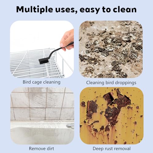 Image of 3PCS Bird Cage Cleaning Brush Set-Copper,Nylon and Stainless Steel Wire Brushes for Cleaning Parrot Cages, Kennels, and Perches,Removes Poop and Keeps Bird Cages Fresh,Essential Bird Cage Accessory