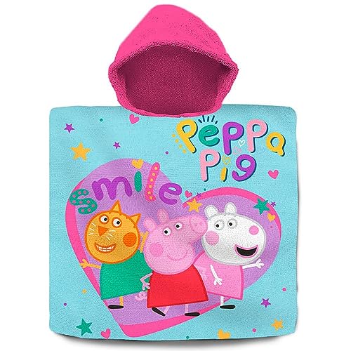 Poncho Peppa Pig algodon 60x120 toalla con capucha infantil multicolor PP09058