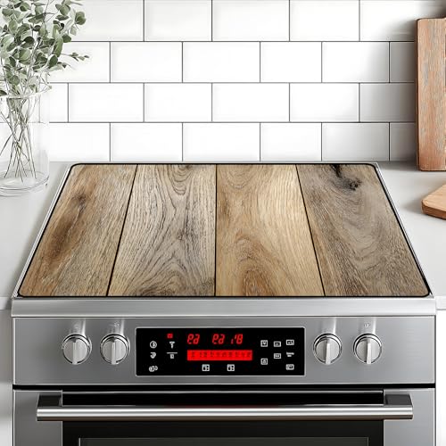Image of Stove Top Cover for Home Decoration Kitchen Pad Washable Cooktop Covers Countertop Stove Protector Mat for Home Kitchen Cooktops (Wood grain, 28 inchx20 inch)