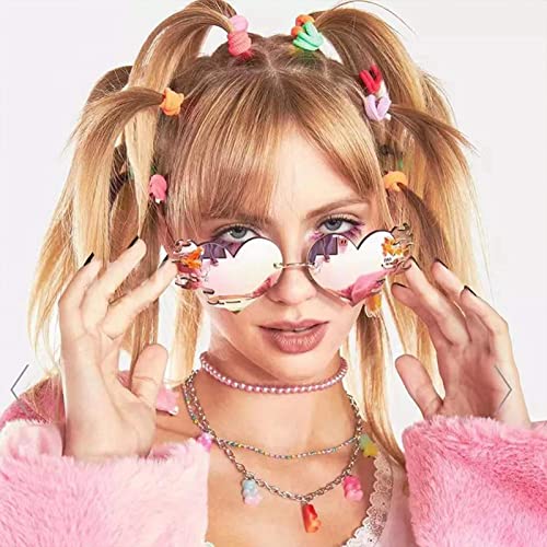 Melting Heart sunglasses for Men/Women Rimless Irregular Party Unique Sun Glasses Novelty Heart Fire Flame Eyewear2