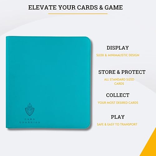 Miniatura 7 de Card Guardian - Carpeta prémium de 12 bolsillos con cremallera para 480 tarjetas coleccionables TCG (verde azulado)