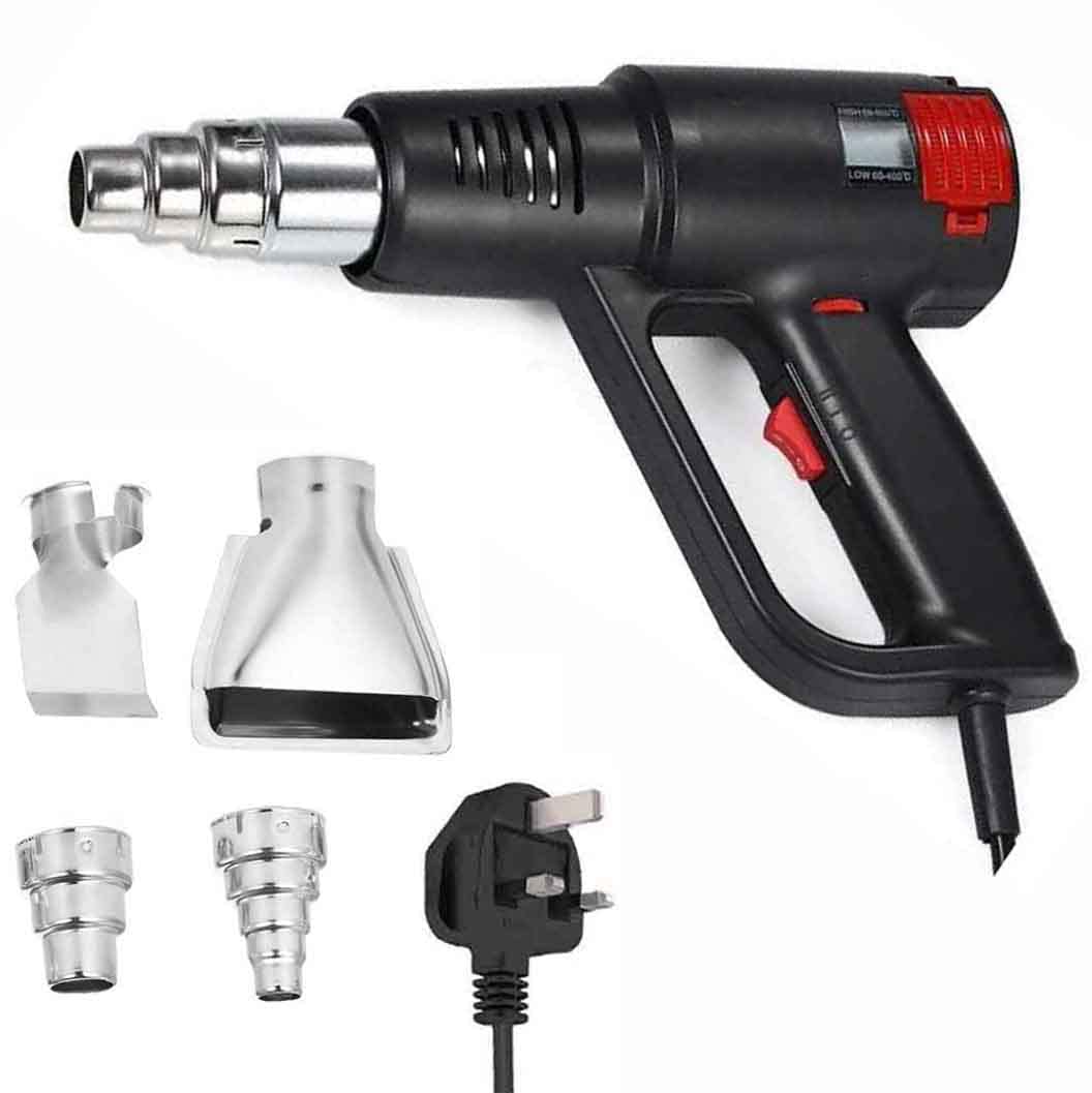 Electric Heat Hot Air Gun, 2000W Corded Electric Adjustable Temperature Heat Hot Air Gun Tool for Tube Bending, Soldering, Shrink Wrapping, Paint Stripping (Black,Digital Display)