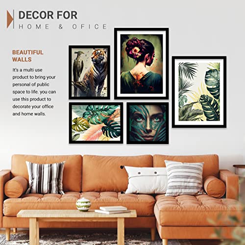 Image of kotart Paintings Modern Art Wall Decor Framed Painting for Bedroom Living Room - Framed Wall Posters /Paintings with Frame - Painting for Wall Decoration Combo27 (Green, Framed) Set of 5
