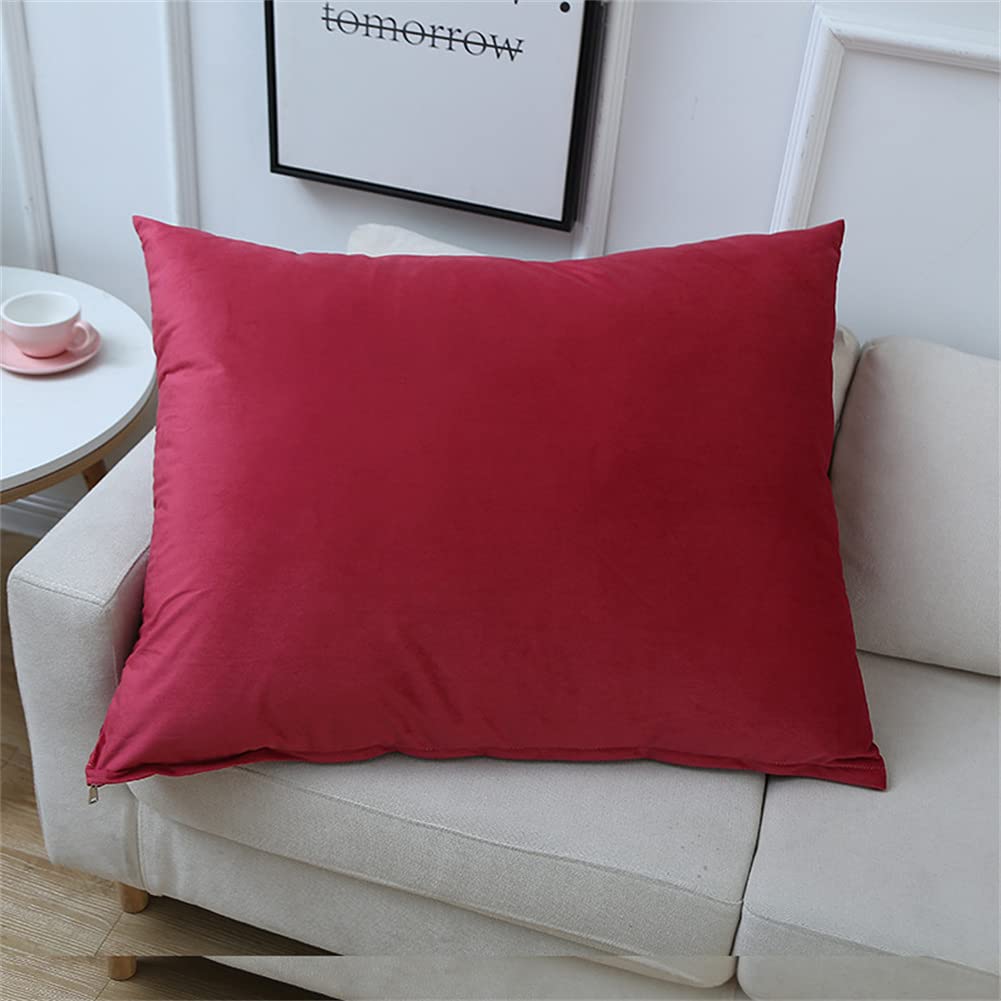2er Set Dekokissen 40 x 60 cm - Plüsch Samt - Lendenkissen Rechteckig - ideal für Sofa oder Schlafzimmer - lebendige rote Farbe - Soft Touch